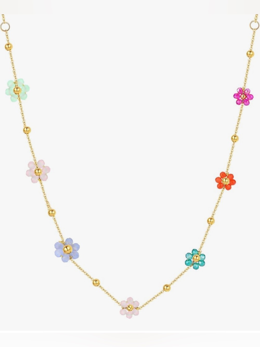 Beautiful 18KT Gold Vermeil Anthropologie Colorful Flower Beadlink necklace
